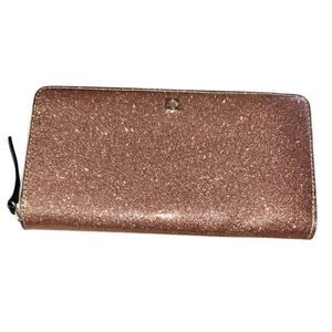 Kate Spade Mavis Street Neda Continental Zip Sparkle Rose Gold Wallet